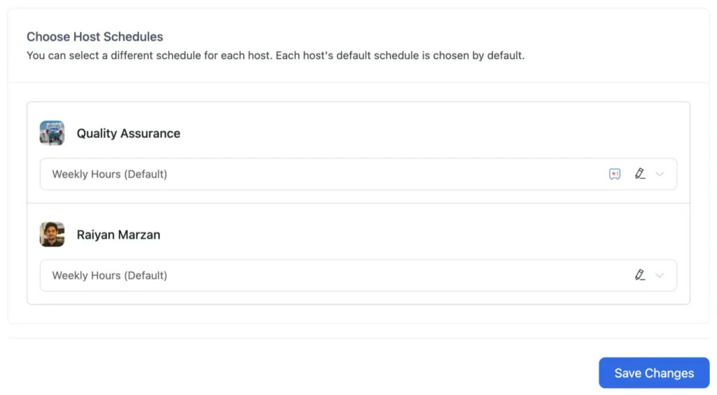 fluentbooking 1.6.0 - select common host schedule for round robin meeting